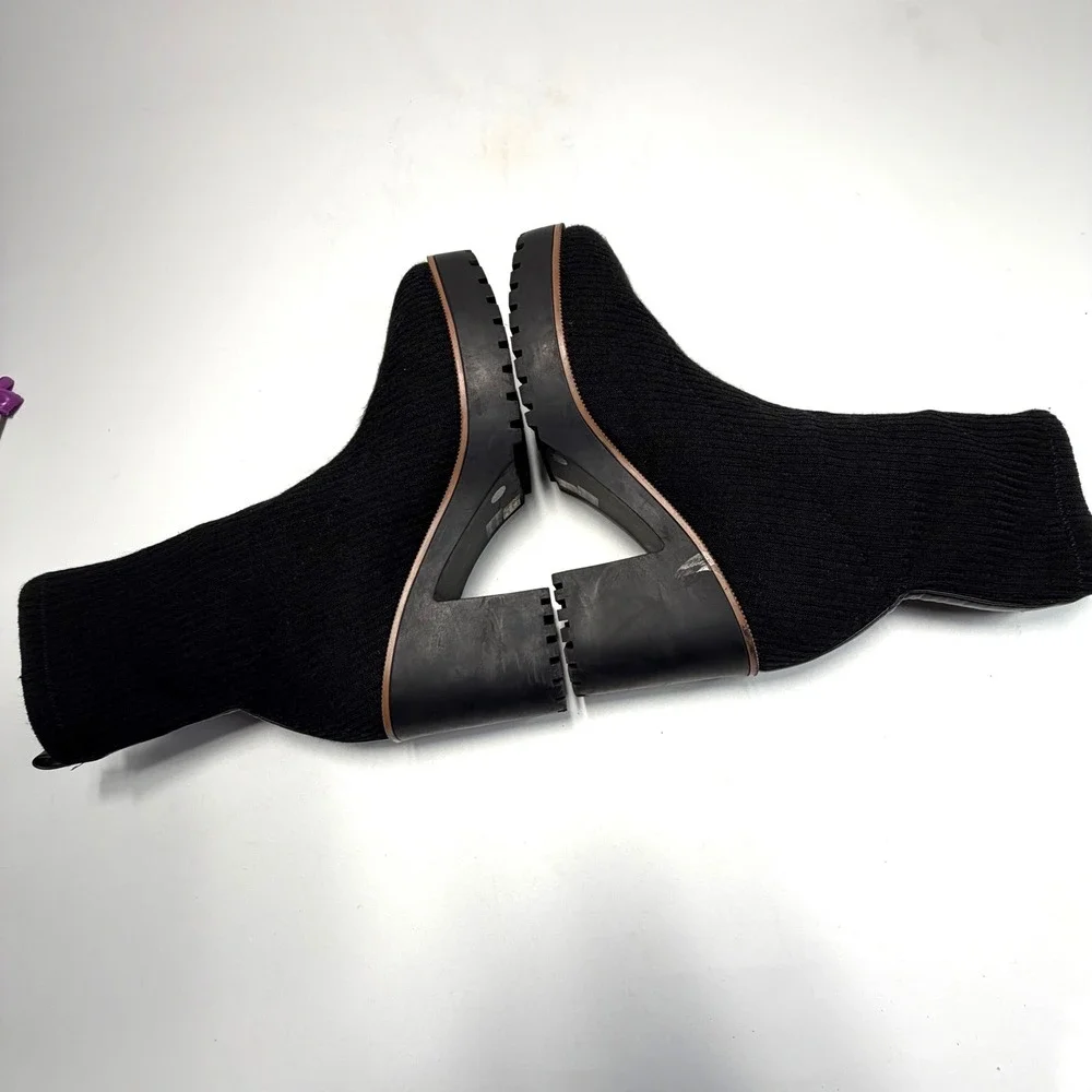 Chinese Laundry‎ Platform Sock Boots Lug Sole Black Womens 10 Chunky